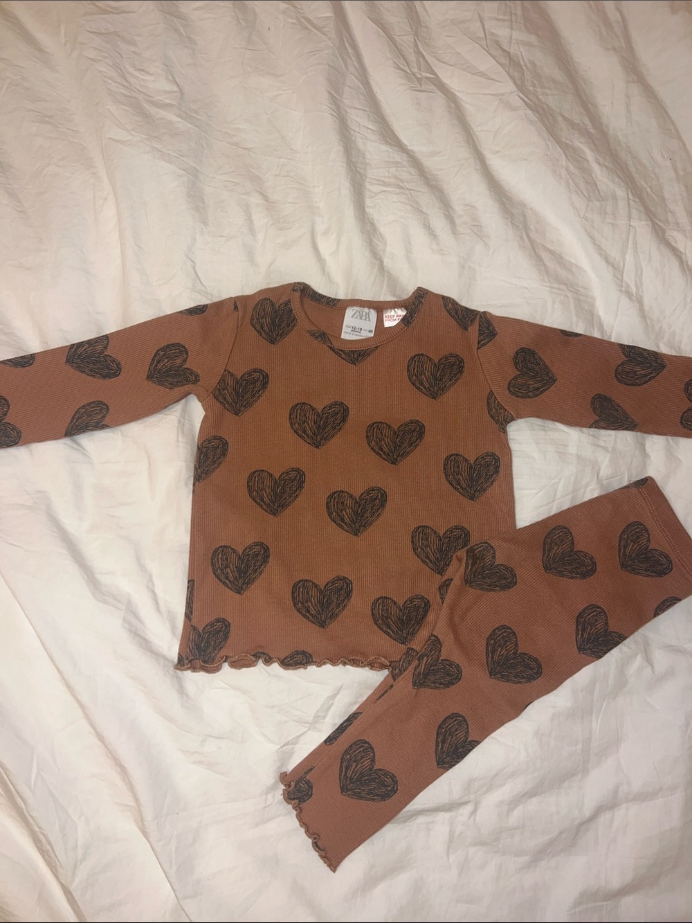 Zara Brown Kids Heart-Print  Set